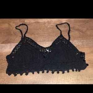 black crochet top